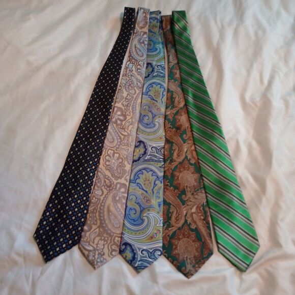 Bundle of 5 Silk Ties. Chaps, Van Heusen, Croft & Barrow, American Living. - Picture 1 of 7